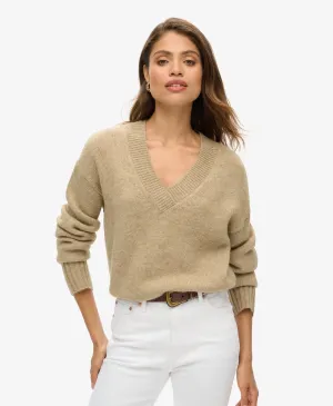 Essential V Neck Jumper | Fudge Brown