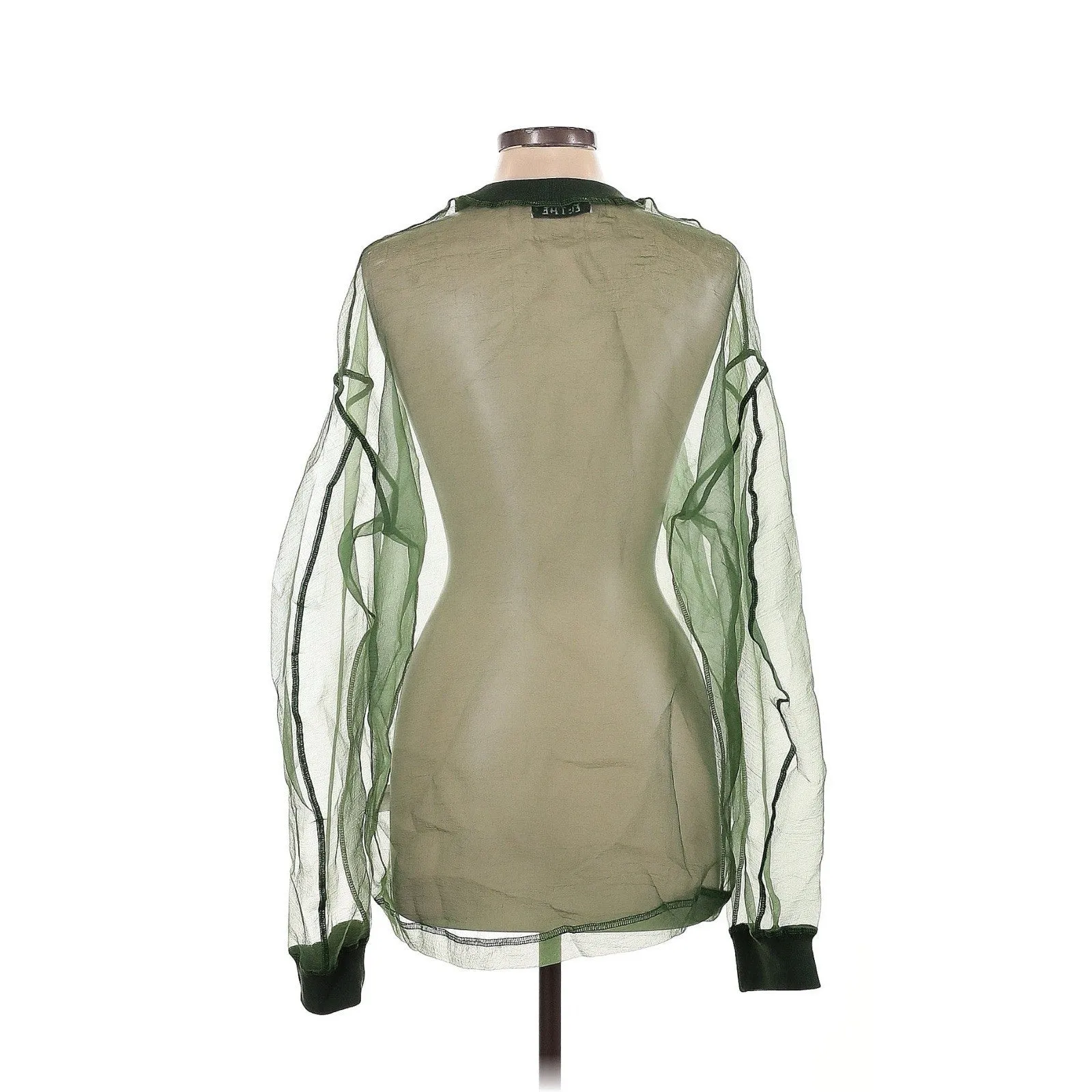 Esthe Women's Green Organza Sheer Crewneck Sweatshirt – Size Large