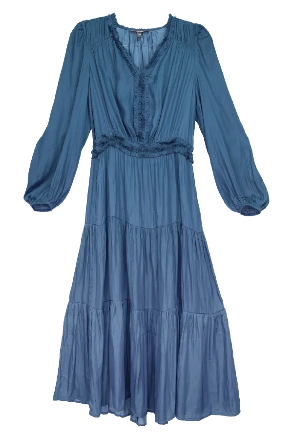 Eternal Ruffle Midi Dress - Blue