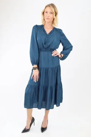 Eternal Ruffle Midi Dress - Blue