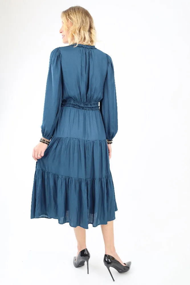 Eternal Ruffle Midi Dress - Blue