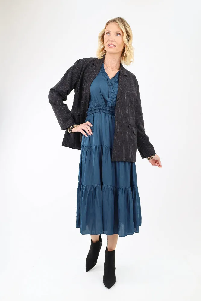 Eternal Ruffle Midi Dress - Blue