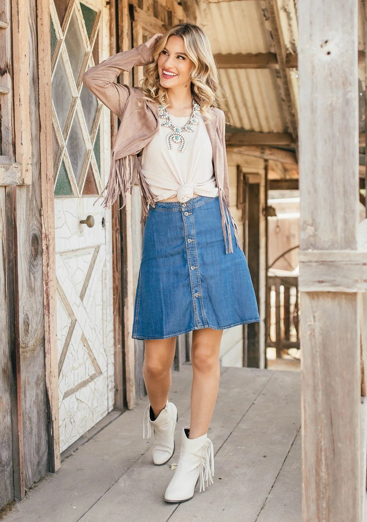 Everyday Button Front Mini Skirt