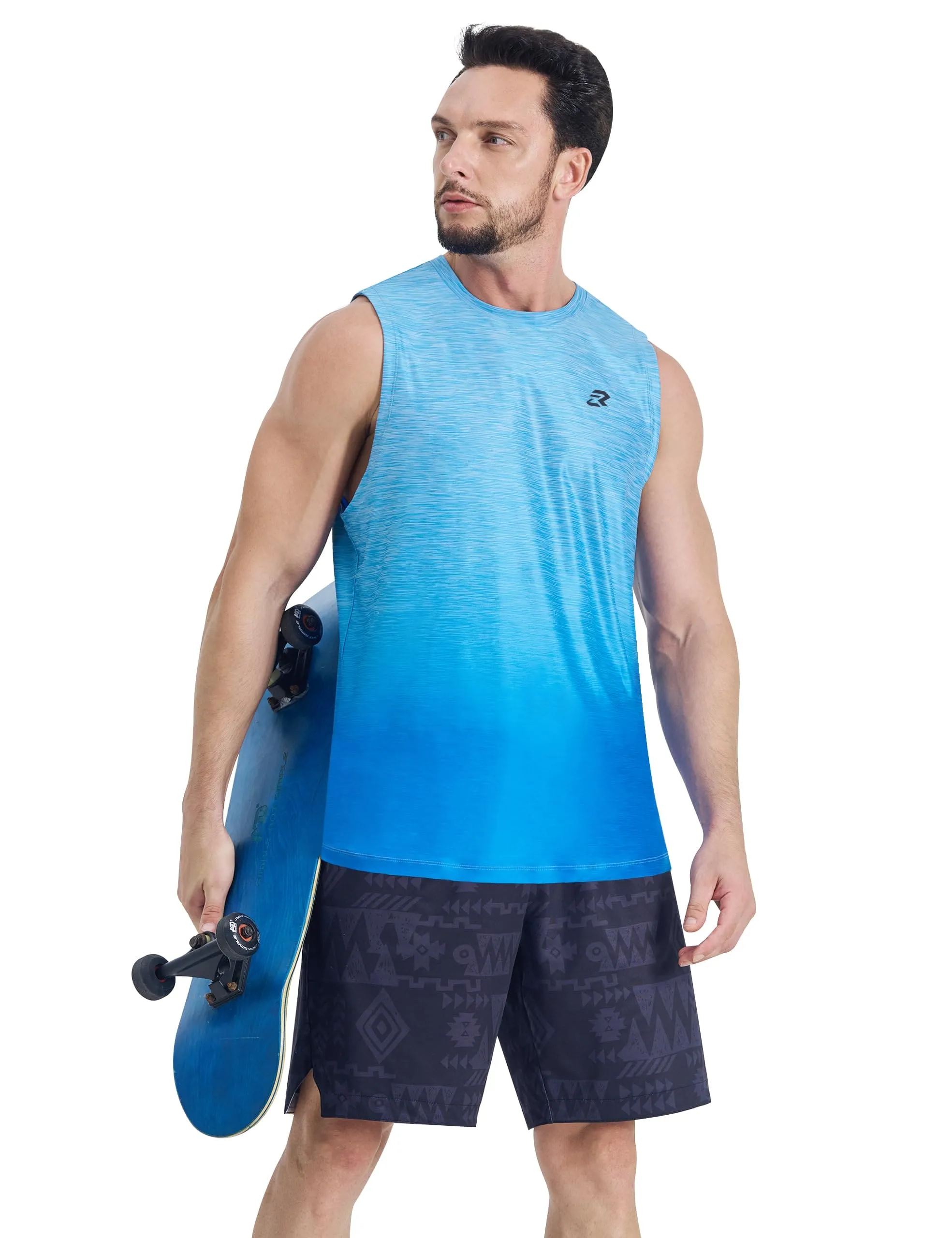 EZRUN Men's Tank Tops Quick Dry Workout Muscle Sleeveless Shirts Summer Gym Athletic Shirt for Swim Beach Running