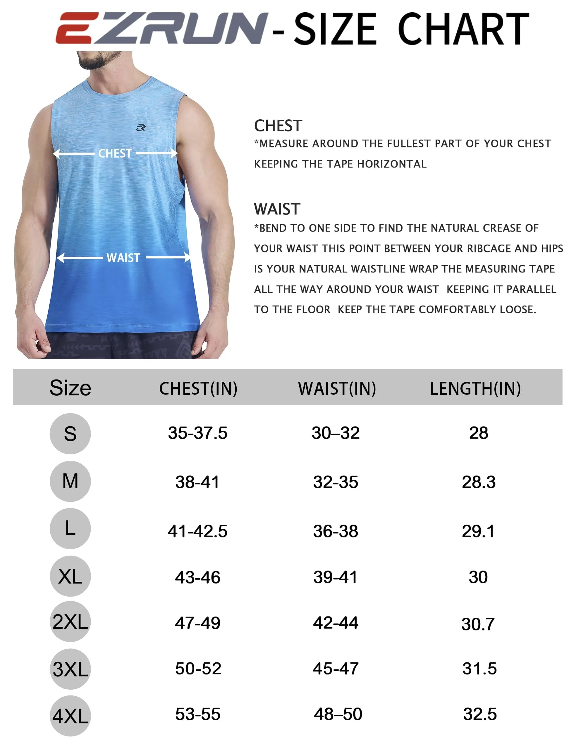 EZRUN Men's Tank Tops Quick Dry Workout Muscle Sleeveless Shirts Summer Gym Athletic Shirt for Swim Beach Running