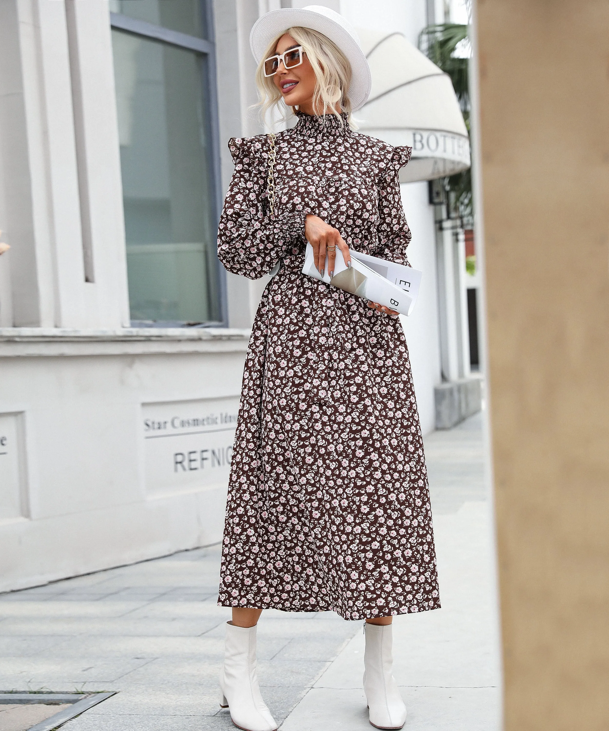 Fall Has Sprung Maxi Dress - Brown