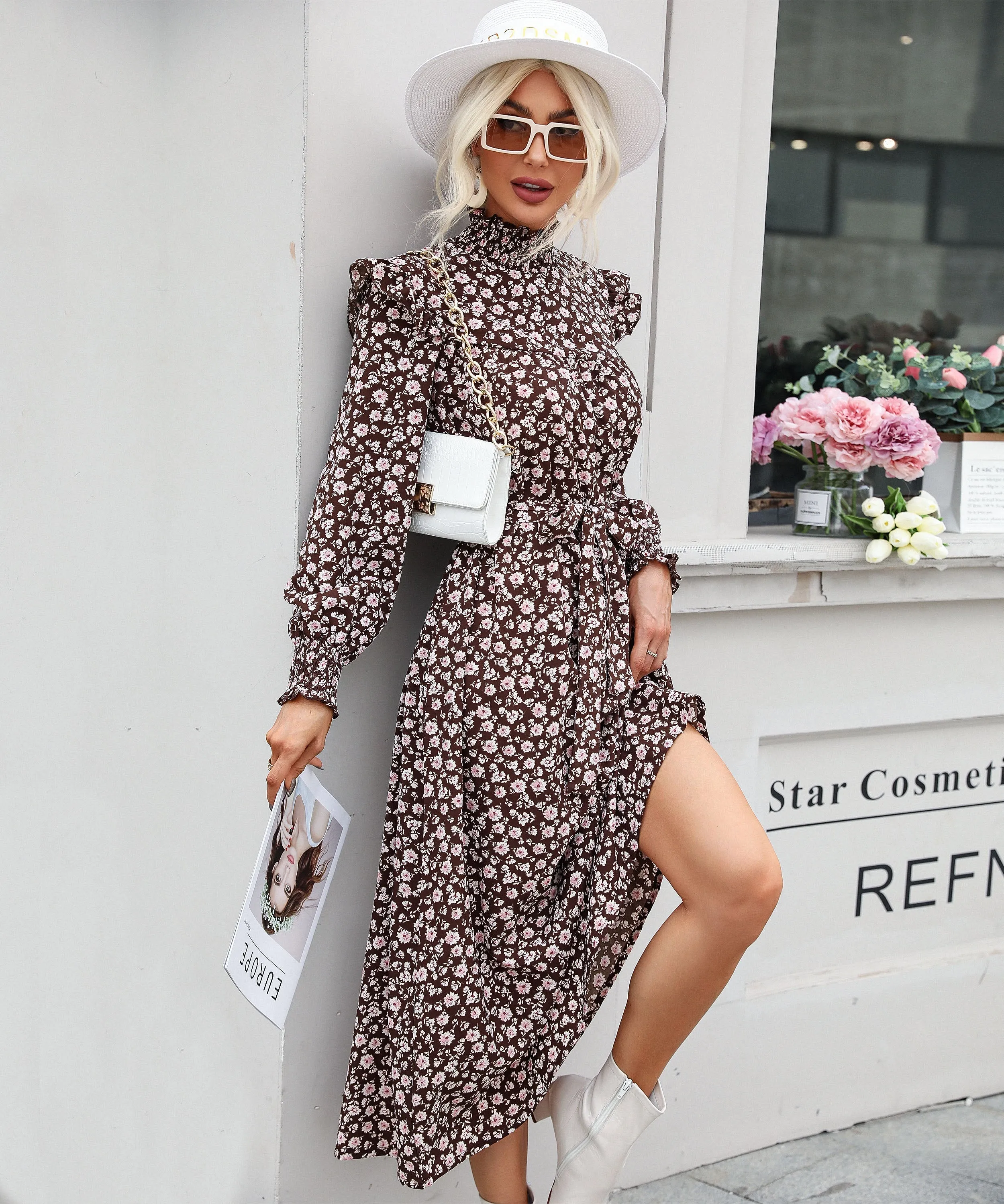 Fall Has Sprung Maxi Dress - Brown