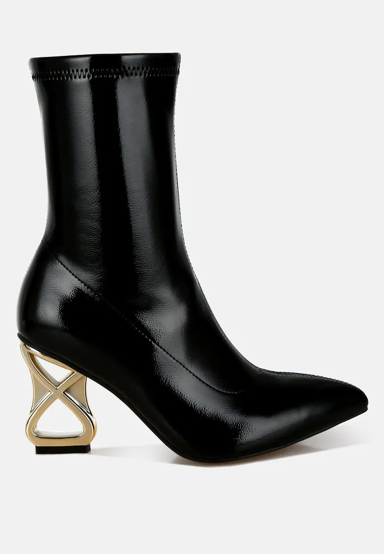 Fantasy Heel Patent Faux Leather Boots By RUW