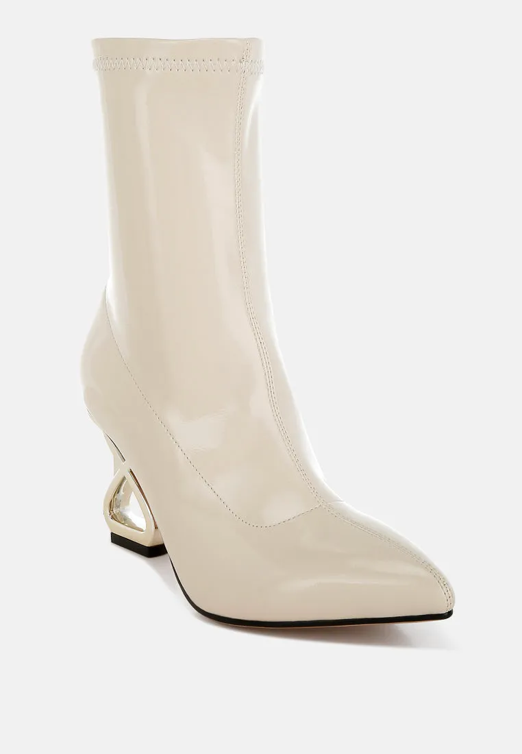 Fantasy Heel Patent Faux Leather Boots By RUW