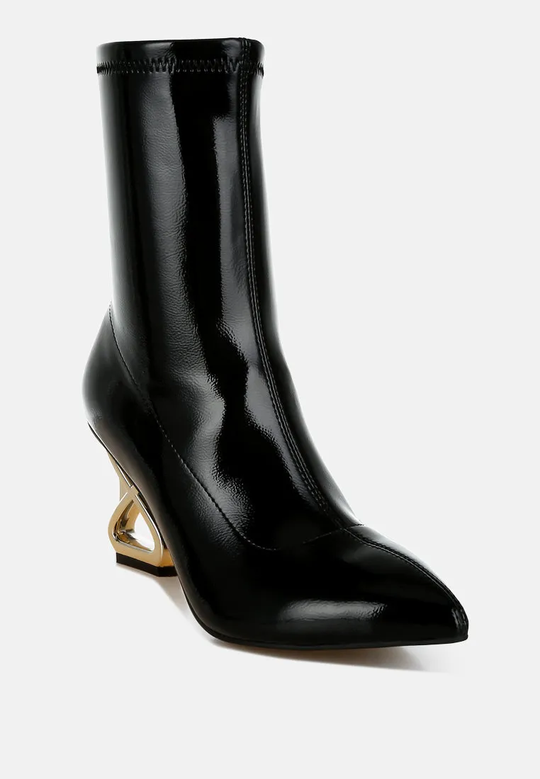 Fantasy Heel Patent Faux Leather Boots By RUW
