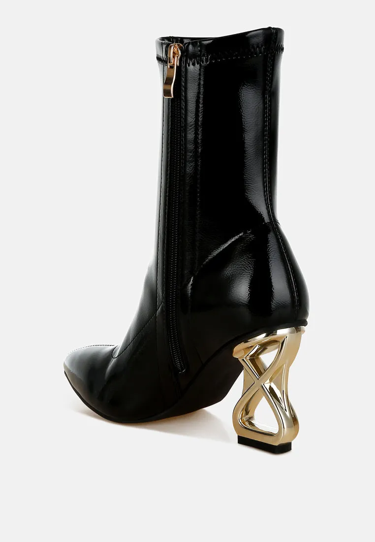 Fantasy Heel Patent Faux Leather Boots By RUW