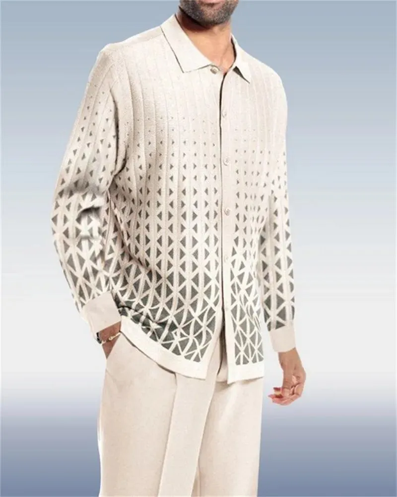 Fashion Men's 2-Piece Harajuku Striped Long-Sleeve Top   Pants Summer New Outdoor Suits Casual Shirts Pants 2-Piece Set