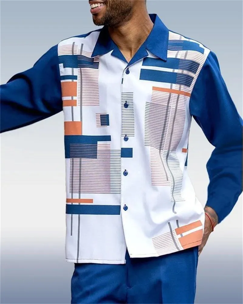 Fashion Men's 2-Piece Harajuku Striped Long-Sleeve Top   Pants Summer New Outdoor Suits Casual Shirts Pants 2-Piece Set