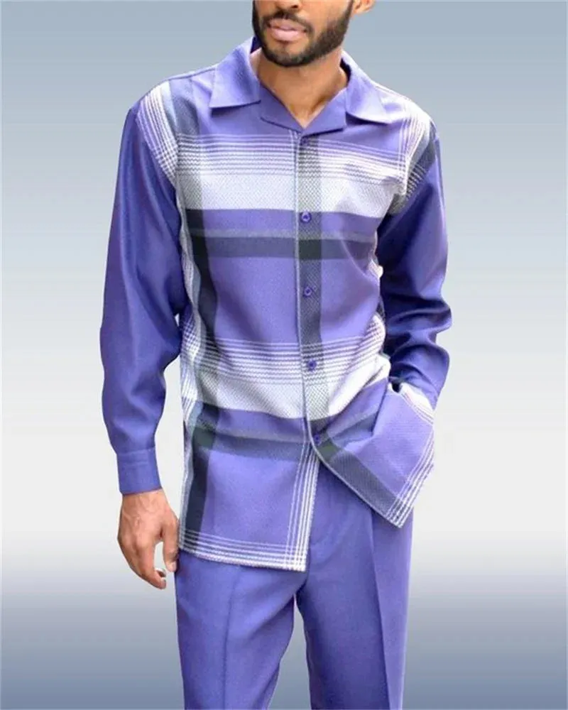 Fashion Men's 2-Piece Harajuku Striped Long-Sleeve Top   Pants Summer New Outdoor Suits Casual Shirts Pants 2-Piece Set