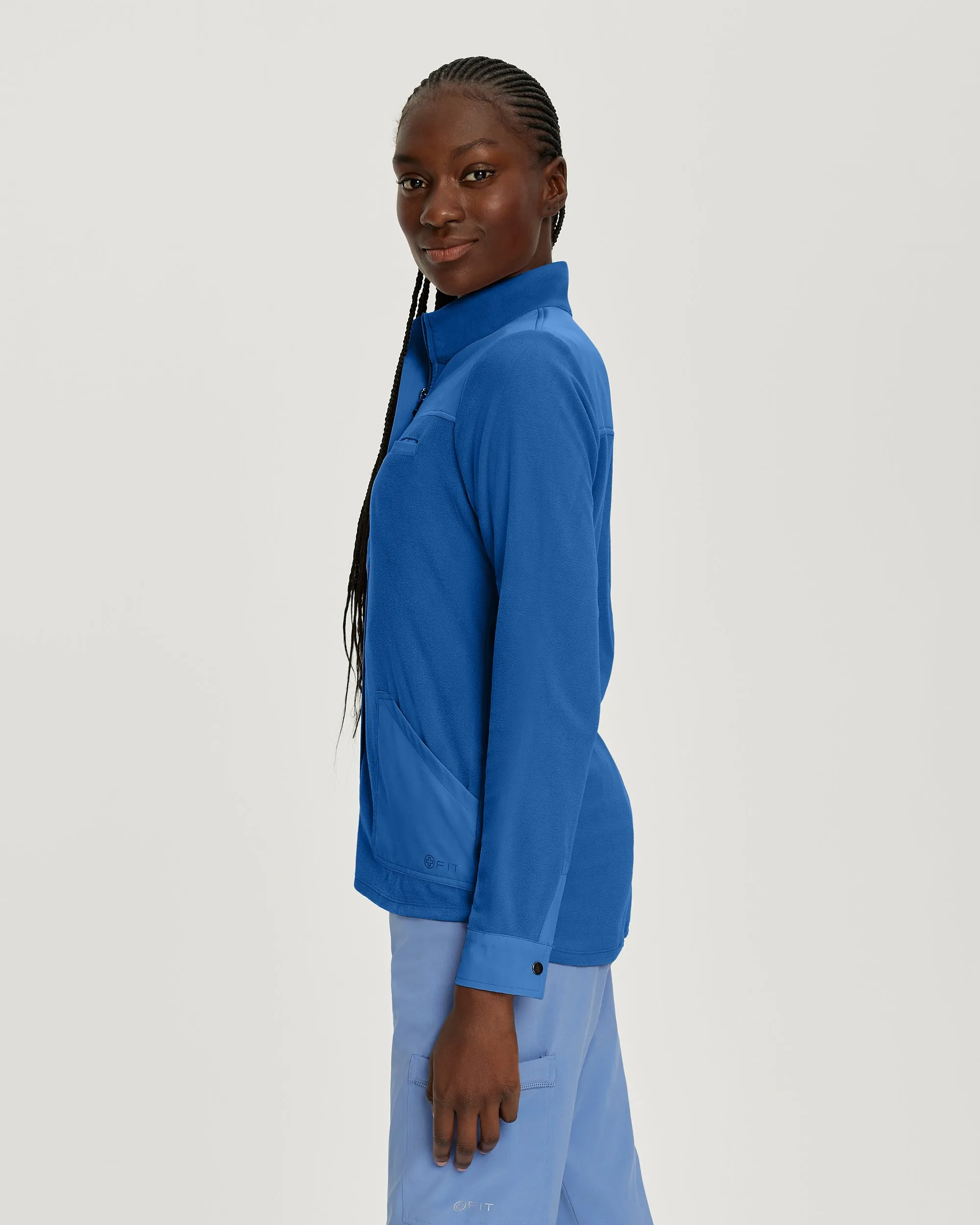 FIT 456 FIT Women's 3 Pocket Warm Up Scrub Jacket Royal