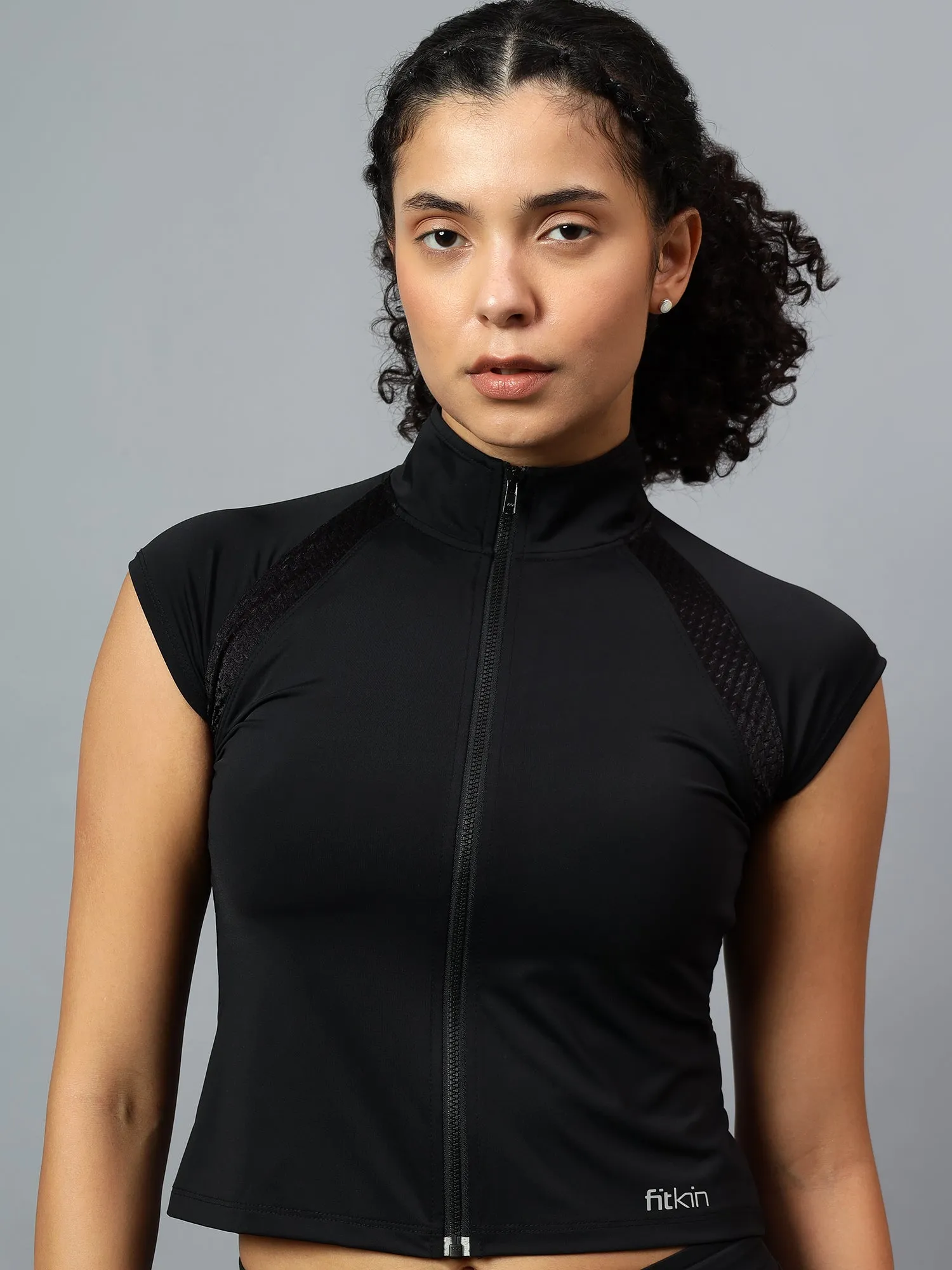 Fitkin Women Black Free Style Yoga Top Pants Co-ord Set