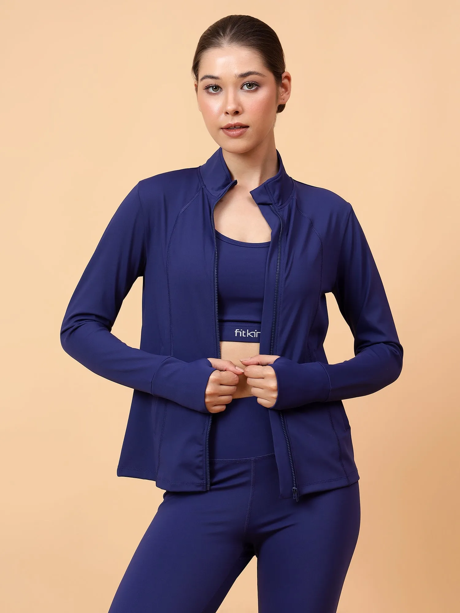Fitkin Women Royal Blue Fit Move Run Jacket