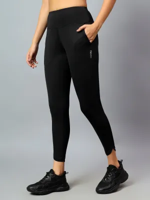 Fitkin Women's Black Dolphin Hem Relaxed Fit Jogger