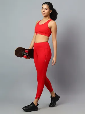 Fitkin Women's Red Dolphin Hem Relaxed Fit Jogger