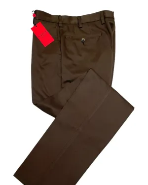 Flat Front Sartorial Cotton Trousers - Dark Chocolate