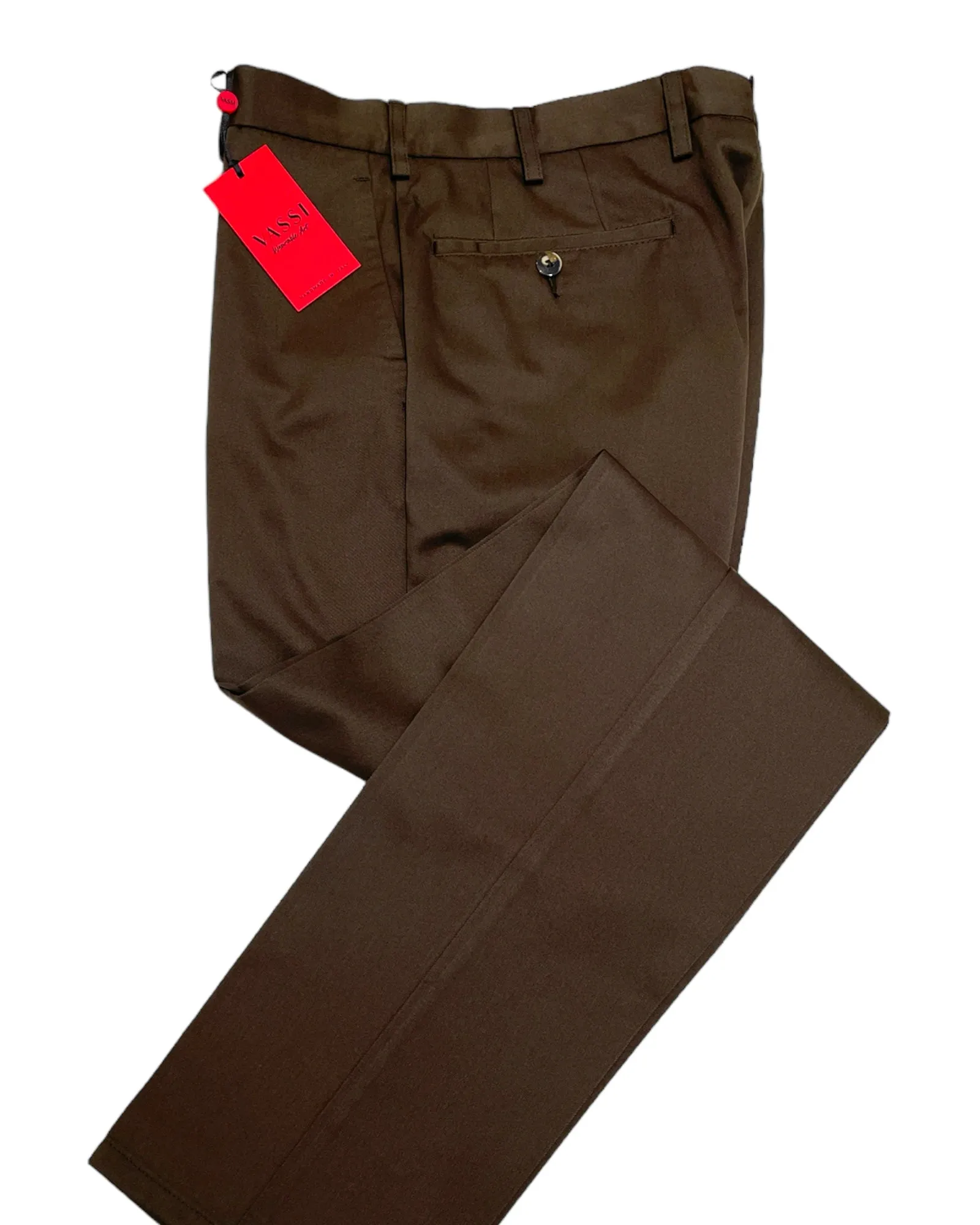 Flat Front Sartorial Cotton Trousers - Dark Chocolate