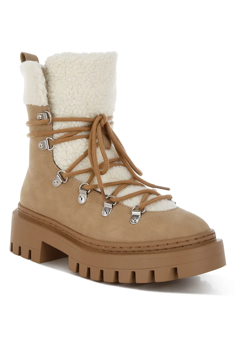 Fleece & Faux Leather Boots By RUW