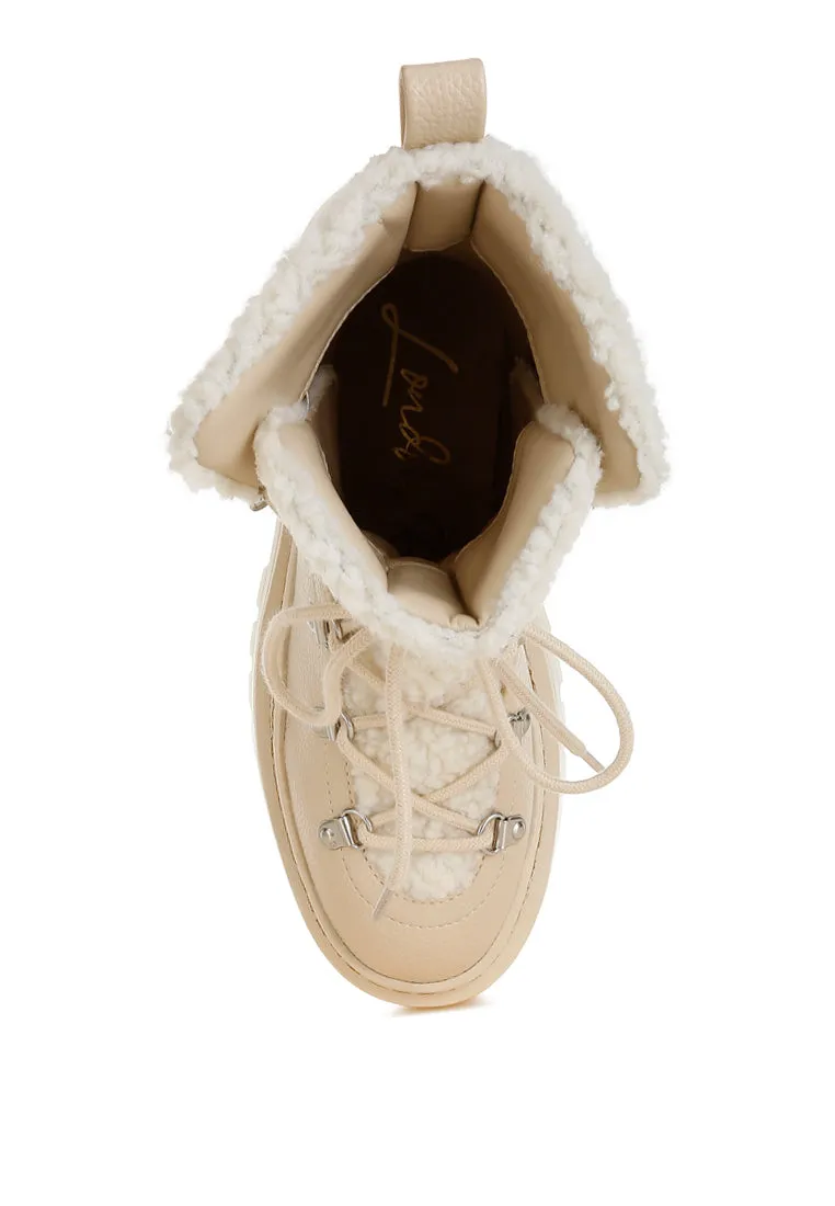 Fleece & Faux Leather Boots By RUW