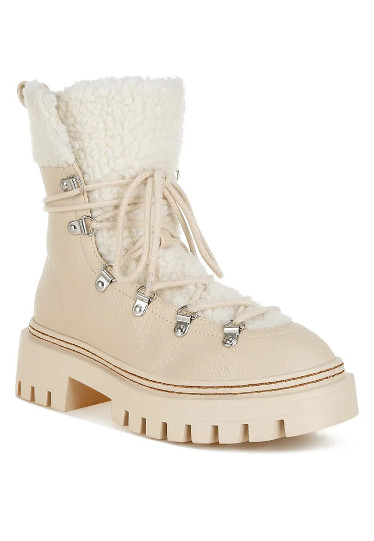 Fleece & Faux Leather Boots By RUW