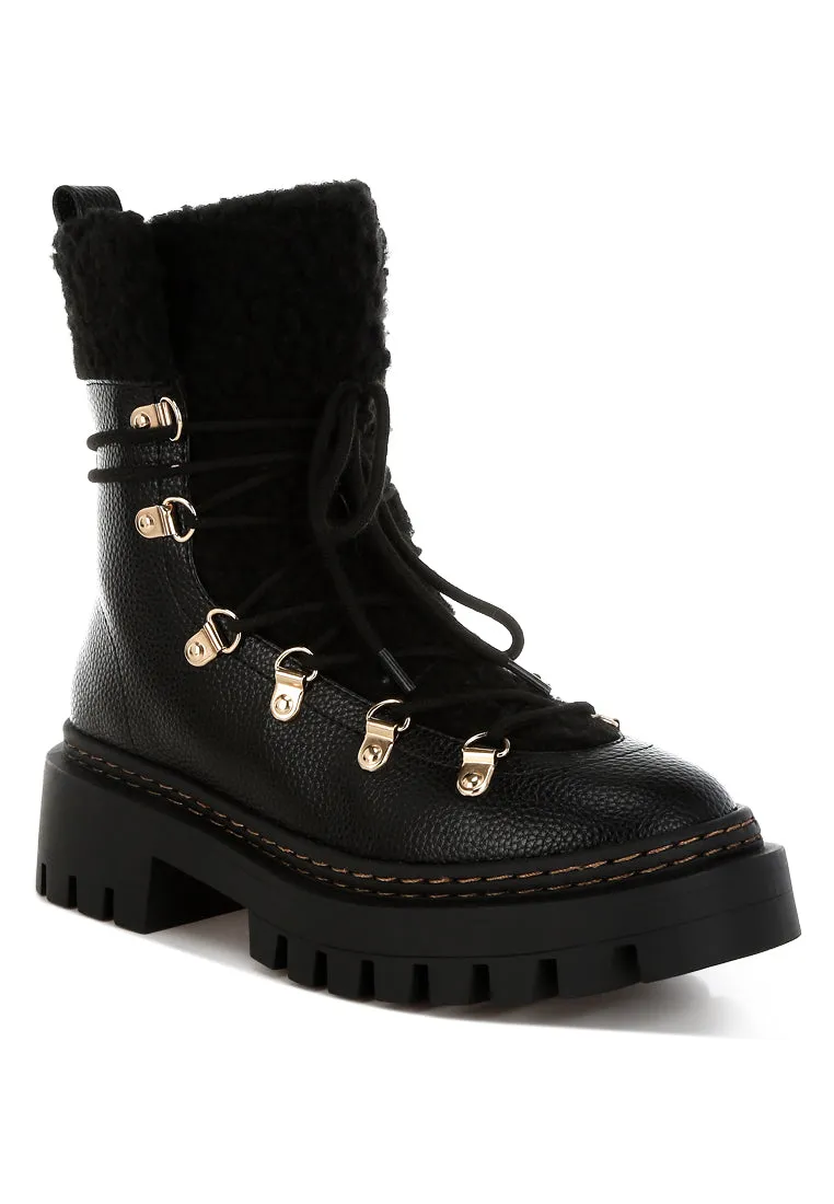 Fleece & Faux Leather Boots By RUW