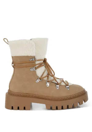 Fleece & Faux Leather Boots By RUW