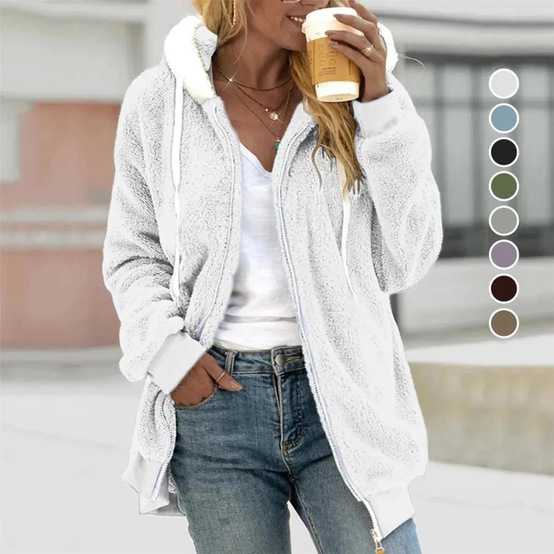 Fleece Zip-Up Hoodie | Sherpa Lined | Warm & Cozy
