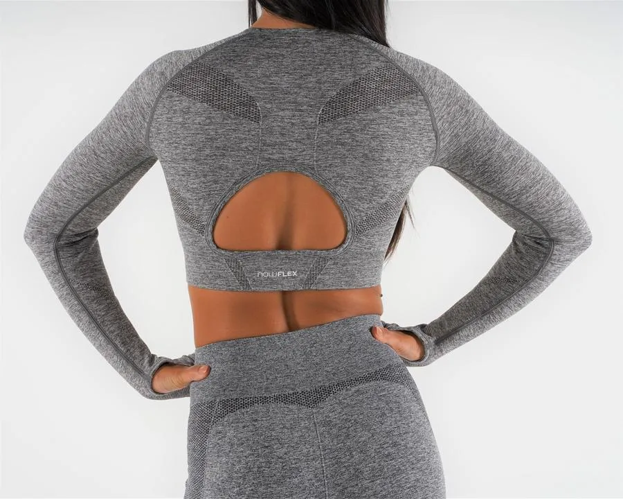 Flex Seamless Long Sleeve Crop Top - Coal