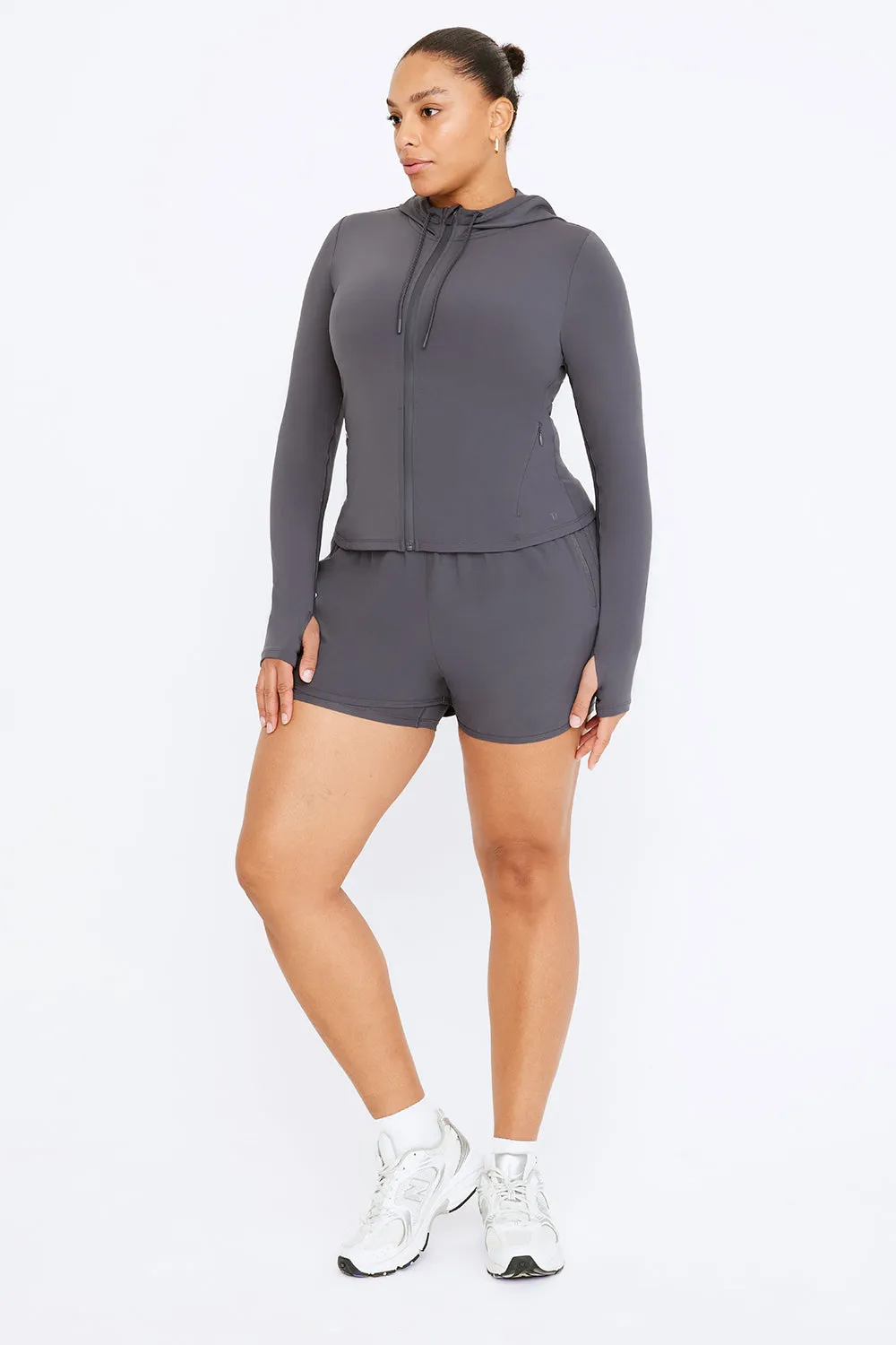 FORMTECH HOODED ZIP THROUGH RUNNING JACKET- GRAPHITE