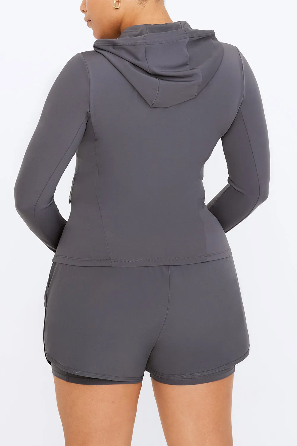 FORMTECH HOODED ZIP THROUGH RUNNING JACKET- GRAPHITE