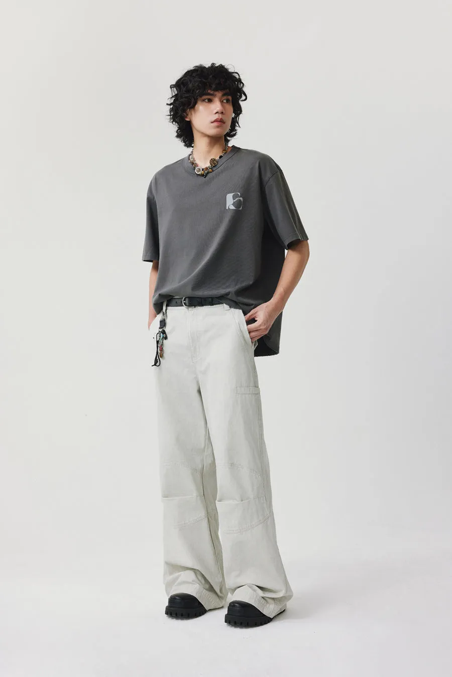 Frayed finish casual pants