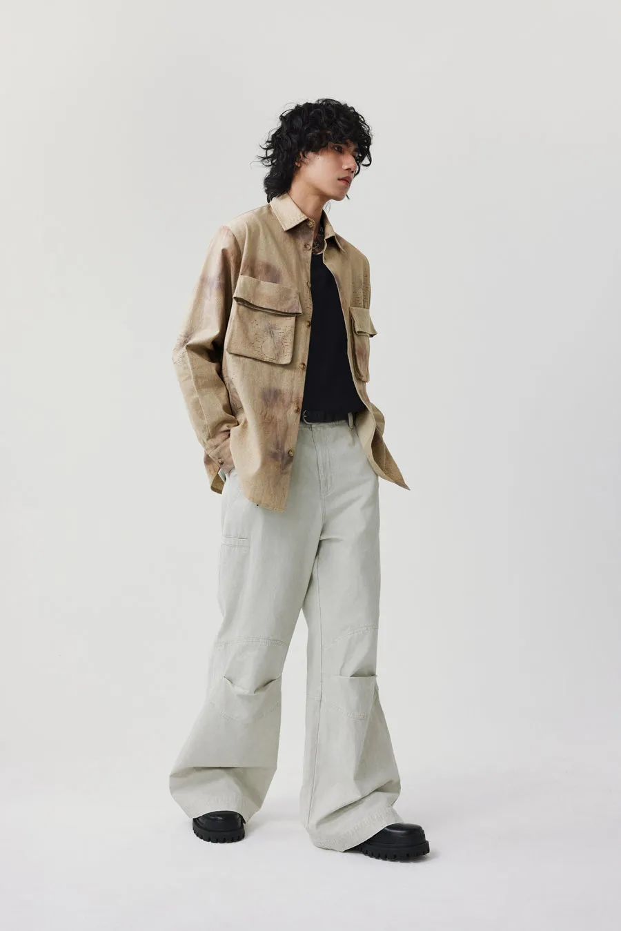 Frayed finish casual pants