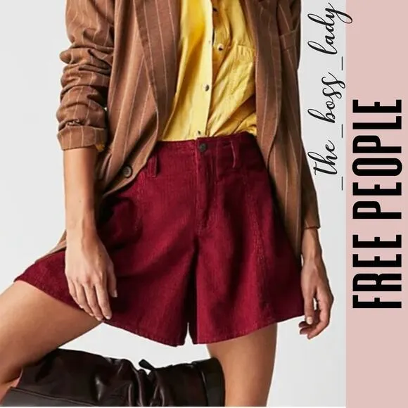 Free People shorts corduroy wide-leg high rise