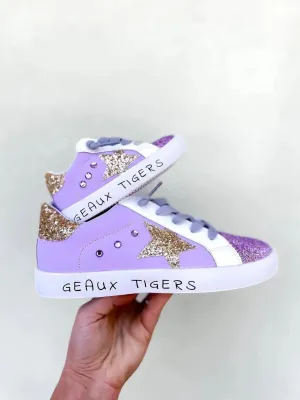 Geaux Tigers Purple with Gold Star Sneakers