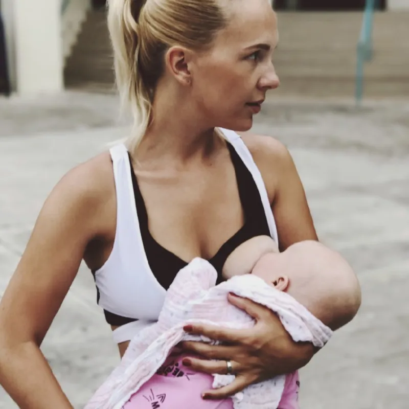 Geometric Swim/Run Nursing Sports Crop