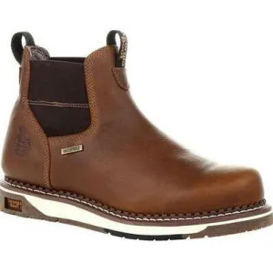 Georgia Men's Wedge Chelsea Soft Toe Waterproof Wedge Work Boot - Brown - GB00352