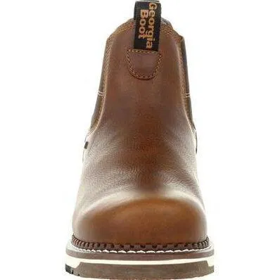 Georgia Men's Wedge Chelsea Soft Toe Waterproof Wedge Work Boot - Brown - GB00352
