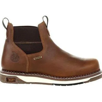 Georgia Men's Wedge Chelsea Soft Toe Waterproof Wedge Work Boot - Brown - GB00352