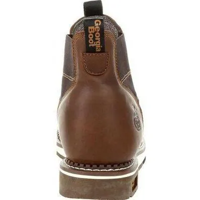 Georgia Men's Wedge Chelsea Soft Toe Waterproof Wedge Work Boot - Brown - GB00352