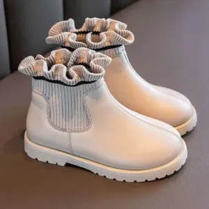 Girls Winter Boots Plush Children Boots - Soft Leather Warm Kids Boots