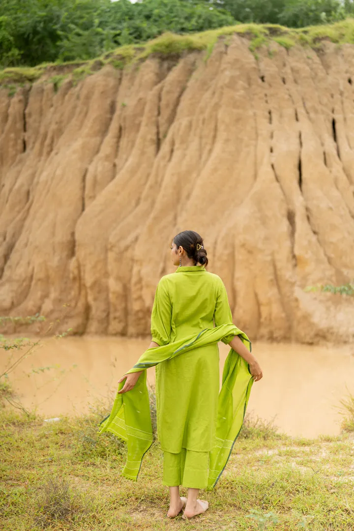 Green Apple Kurta Set with dupatta