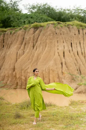 Green Apple Kurta Set with dupatta