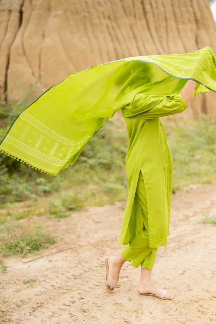 Green Apple Kurta Set with dupatta