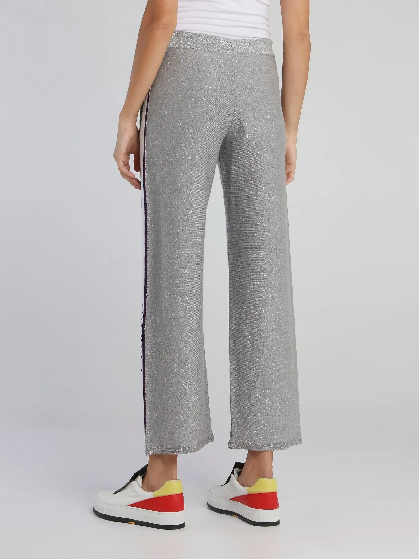 Grey Logo Tape Knitted Sweatpants