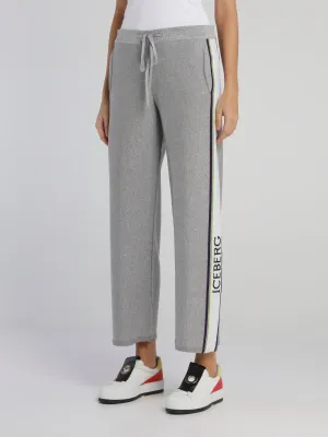Grey Logo Tape Knitted Sweatpants