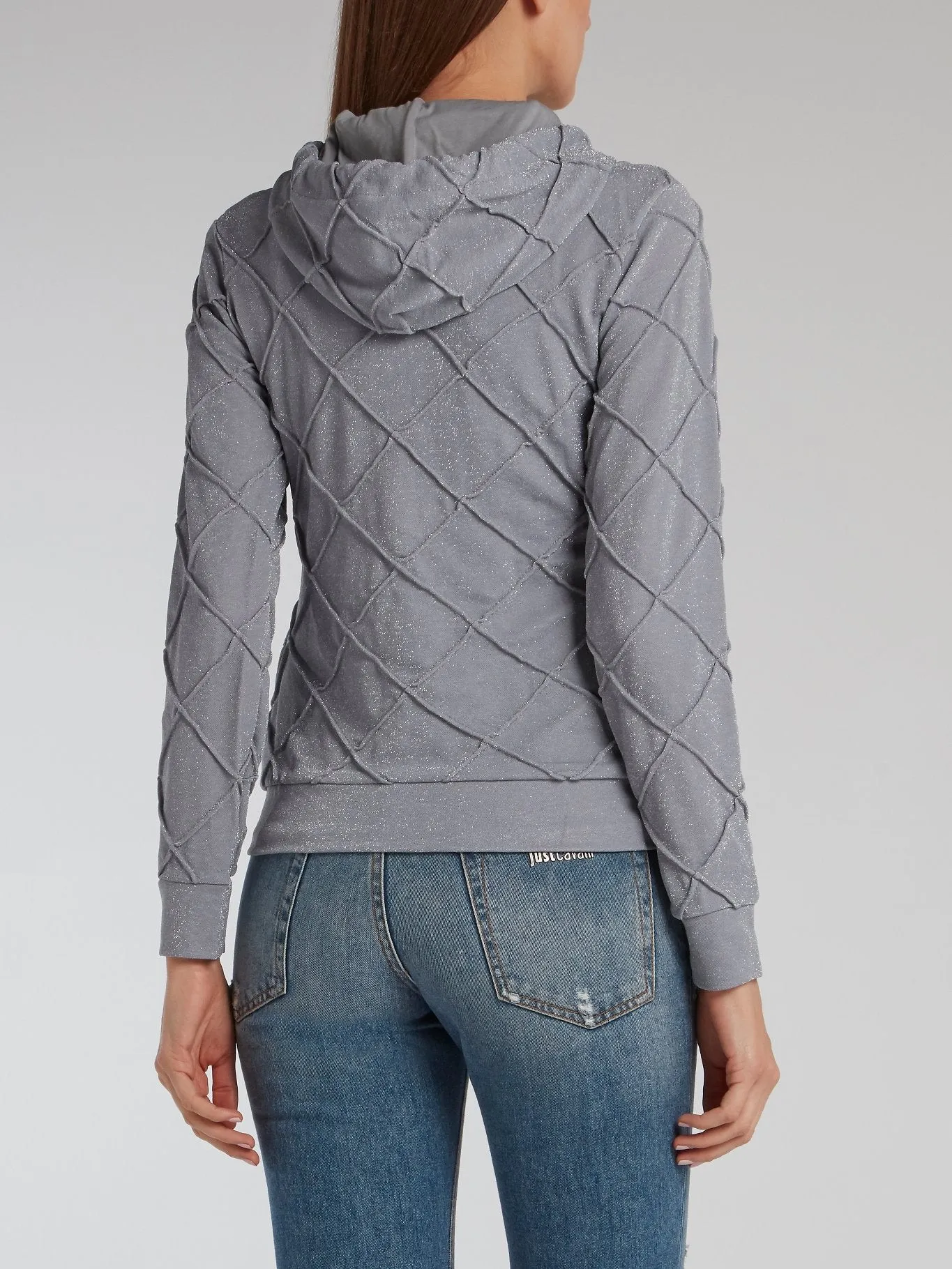 Grey Lurex Hoodie Sweatshirt